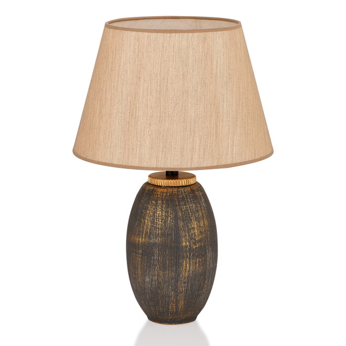Opviq TM169 Lámpara de Mesa de Cerámica Marrón y Dorado
